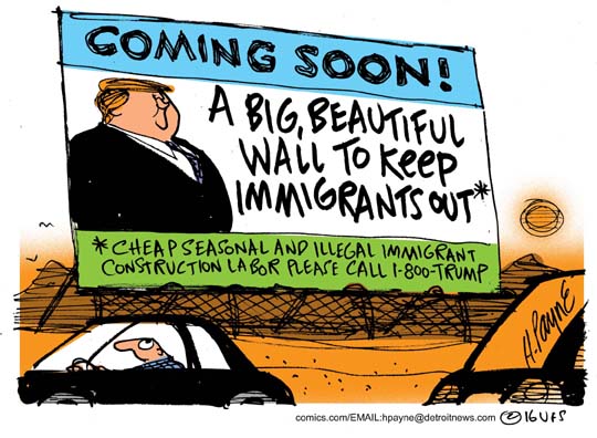 Image result for trump wall cartoons